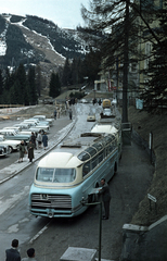 Ausztria, Semmering, Hochstrasse, jobbra a Grandhotel Panhans., 1962, Jakab Antal, színes, MÁVAUT-szervezet, Ikarus 55, Ibusz, Fortepan #201823