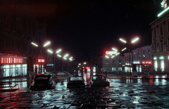 Magyarország, Pécs, Széchenyi tér., 1967, Jakab Antal, színes, utcai lámpa, neon lámpa, este, Fortepan #201991