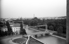 Romania,Transylvania, Cluj-Napoca, kilátás a Grand Hotel Napoca-ból, előtérben a Szamos folyó, távolabb középen a Szent Mihály-templom., 1972, Jakab Antal, Fortepan #202105