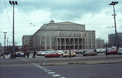 Németország, Lipcse, Augustusplatz (Karl-Marx-Platz), szemben az Operaház., 1985, Jakab Antal, színes, NDK, Fortepan #202310