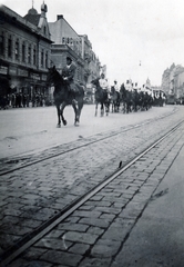 Hungary, Debrecen, Piac utca (Ferenc József út) a Kossuth tér felé nézve, balra a Miklós utca torkolata., 1940, Jóna Dávid, Fortepan #202620