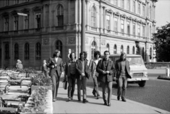 Magyarország, Budapest I., Clark Ádám tér, Török Ádám, Román Péter, ?, Czipó Tibor, ?, Császár Ferenc, a Mini együttes tagjai., 1970, Rubinstein Sándor, Budapest, Fortepan #202721