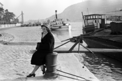 1957, Kiss Lajos, wharf, Danube, mooring bollard, Fortepan #203447