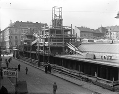 Magyarország, Budapest VII., Garay tér a piac átépítésekor, háttérben balra a Garay utca - Péterfy Sándor utca közötti házsor., 1931, Lőw Miklós, Budapest, Fortepan #204019