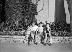 1960, Lukács Pál, mother, kids, flower bed, Fortepan #204020