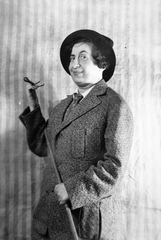 1937, Fortepan, tréfálkozás, cross-dressing, pipa, sétapálca, Fortepan #20403