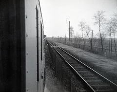 1943, Papp Róbert, aerial wire, rail, train station, rails, railway fence, Fortepan #204200