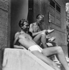 1952, Szalai Zoltán, slip, half-naked, sunbathe, Fortepan #204506