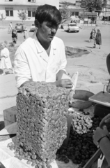 Uzbekistan, Tashkent, az Október (később Chorsu) bazár., 1971, Kereki Sándor, Soviet Union, seller, fruit, sweets, Fortepan #204701