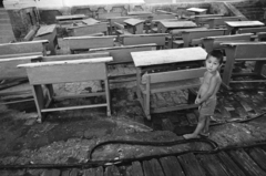 1971, Kereki Sándor, Soviet Union, bench, cleaning, Fortepan #204713