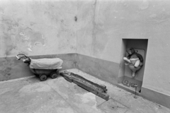 1974, Kereki Sándor, baby carriage, still life, teddy bear, wall fountain, Fortepan #204795