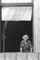 1974, Kereki Sándor, window, leaning out of the window, old person, Fortepan #205276