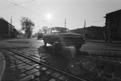 Hungary, Budapest VIII., Fiumei (Mező Imre) út, balra a Salgótarjáni utca és a Józsefvárosi pályaudvar. Jobbra a Baross villamoskocsiszín., 1976, Kereki Sándor, number plate, rails, Budapest, Fortepan #205314