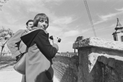 Hungary, Szentendre, Várdomb, Templom tér, jobbra a Blagovesztenszka görögkeleti templom tornya., 1974, Kereki Sándor, looking back, telescope, Fortepan #205590