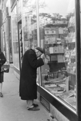 Hungary, Budapest V., a felvétel a Múzeum körút 35. szám alatti antikvárium kirakata előtt készült., 1974, Kereki Sándor, Show window, book, Budapest, Fortepan #205735