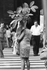 1972, Kereki Sándor, bag, waiting, crosswalk, woman, summer dresses, Fortepan #206153