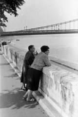 Hungary, Budapest I., a felvétel a Várkert (Groza Péter) rakparton készült, háttérben a Széchenyi Lánchíd., 1972, Kereki Sándor, Danube's shore, old person, gaping, Budapest, Fortepan #206157