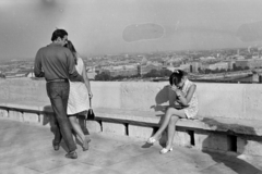 Hungary, Halászbástya, Budapest I., 1969, Kereki Sándor, Budapest, Best of, bench, looking back, girl, drawing board, Fortepan #206234