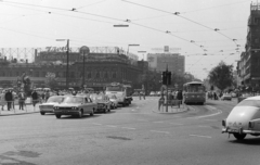 Dánia, Koppenhága, Rådhuspladsen, balra a Dragon Fountan, szemben a Vesterbrogade., 1970, Kopányi György, Fortepan #206282