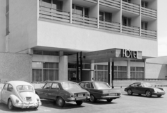 1974, FŐFOTÓ, hotel, number plate, Porsche-brand, Volkswagen Beetle, Fortepan #206637