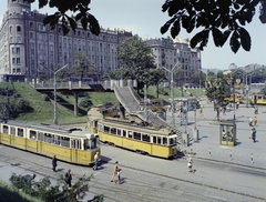 Hungary, Budapest II.,Budapest XII., Széll Kálmán (Moszkva) tér, háttérben balra a Postapalota., 1975, FŐFOTÓ, colorful, tram, Budapest, Best of, Fortepan #206800