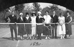 1920, Fortepan, free time, tableau, women, men, tennis, tennis court, tennis rackets, Fortepan #20700