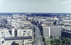 Hungary, Debrecen, kilátás a Petőfi téri toronyházból a Piac utca (Vörös Hadsereg útja) felé., 1976, FŐFOTÓ, colorful, Fortepan #207044