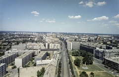 Hungary, Debrecen, kilátás a Petőfi téri toronyházból a Piac utca (Vörös Hadsereg útja) felé., 1976, FŐFOTÓ, colorful, Fortepan #207046