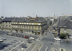 Hungary, Győr, kilátás a Rába Hotelból az Árpád útra, szemben a Baross Gábor (Lenin) út és távolabb a Székesegyház., 1976, FŐFOTÓ, Fortepan #207068