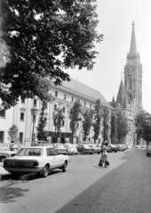 Magyarország, budai Vár, Budapest I., Hess András tér, szemben a Hilton szálló és a Mátyás-templom., 1977, FŐFOTÓ, Budapest, Fortepan #207254