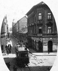 Hungary, Budapest VII., Klauzál utca., 1920, Fortepan, sign-board, street view, tram, Budapest, public transport line number, Fortepan #20732