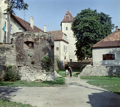 Magyarország, Kőszeg, Jurisics-vár, balra a délkeleti bástya, szemben a várárok, a belső vár hidja, kapuja és tornya., 1967, FŐFOTÓ, színes, Fortepan #207559