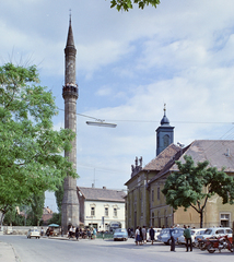 Magyarország, Eger, Minaret a Knézich Károly utcából nézve, jobbra a Szent Sebestyén vértanú templom (volt Irgalmasok temploma)., 1967, FŐFOTÓ, színes, minaret, Fortepan #207609