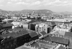 Magyarország, Budapest V., kilátás a Szent István-bazilikáról a Szabadság tér, a Parlament és a budai hegyek felé., 1968, FŐFOTÓ, Budapest, felülnézet, látkép, háztető, kupola, Fortepan #207736