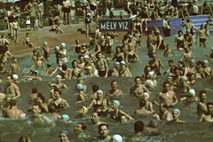 Magyarország, Margitsziget, Budapest, Palatinus Strandfürdő., 1939, Fortepan, strand, hullámfürdő, fürdőruha, színes, fürdőzés, Fortepan #20793