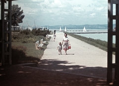 Hungary,Lake Balaton, Siófok, kikötő, Rózsakert., 1941, Fortepan, sailboat, colorful, Fortepan #20795