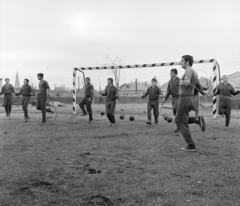 Magyarország, Tapolca, sportpálya, háttérben a Semmelweis Ignác utca házsora, balra a Protestáns templom tornya látszik., 1970, FŐFOTÓ, Fortepan #208976