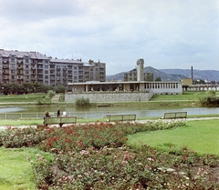 Magyarország, Budapest XI., Feneketlen-tó, balra az Edőmér utca házsora, középen a Park Étterem., 1963, FŐFOTÓ, Budapest, Fortepan #209139