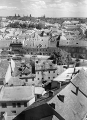 Magyarország, Sopron, kilátás a Tűztoronyból, előtérben a Kisvárkerület., 1962, FŐFOTÓ, panorámakép, Fortepan #209207