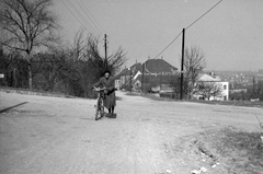 Magyarország, Budapest III., Remetehegyi út - Kolostor út kereszteződés., 1942, Hegedűs Judit, kerékpár, utcakép, háztető, Budapest, Fortepan #20941