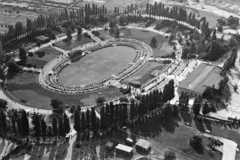 Németország, Berlin, Nyugat-Berlin, Sommergarten am Funkturm a Funkturmból fényképezve., 1950, Jezsuita Levéltár, Kiss Ulrich SJ, látkép, madártávlat, Nyugat-Berlin, Fortepan #209434