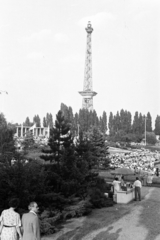 Németország, Berlin, Nyugat-Berlin, Sommergarten am Funkturm, szemben a Funkturm., 1950, Jezsuita Levéltár, Kiss Ulrich SJ, látkép, műemlék, kilátótorony, Nyugat-Berlin, Fortepan #209445