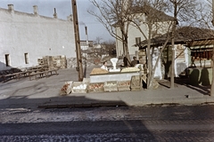 Magyarország, Budapest XI., Építész utca - Fehérvári (Szabadság) út sarok, az albertfalvai kispiac., 1958, Belházy Miklós, Budapest, színes, zöldséges, mérleg, Fortepan #209865