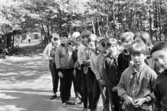 1969, Belházy Miklós, Young Pioneer camp, standing in line, Fortepan #209902