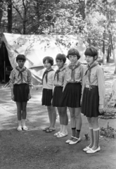 1969, Belházy Miklós, Young Pioneer camp, height chart, tent, Fortepan #209904