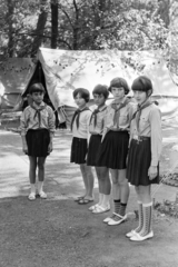 1969, Belházy Miklós, Young Pioneer camp, height chart, tent, Fortepan #209905