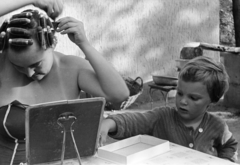 1961, Belházy Miklós, hair curlers, Best of, Fortepan #209973