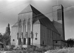 Hungary, Budapest II., Máriaremetei (Dimitrov) út 34., Remetekertvárosi Szentlélek templom., 1961, Belházy Miklós, Budapest, Fortepan #210007