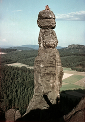 Germany, Pfaffenstein, szemben a Barbarine sziklatorony., 1940, Danassy Károly, colorful, Fortepan #210298