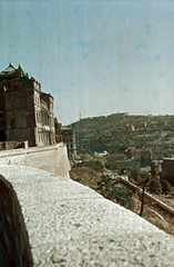 Hungary, Budapest I., Fehérvári rondella, balra a romos József főhercegi palota, háttérben a Gellért-hegy., 1952, Fortepan/Album051, colorful, Budapest, Fortepan #210327